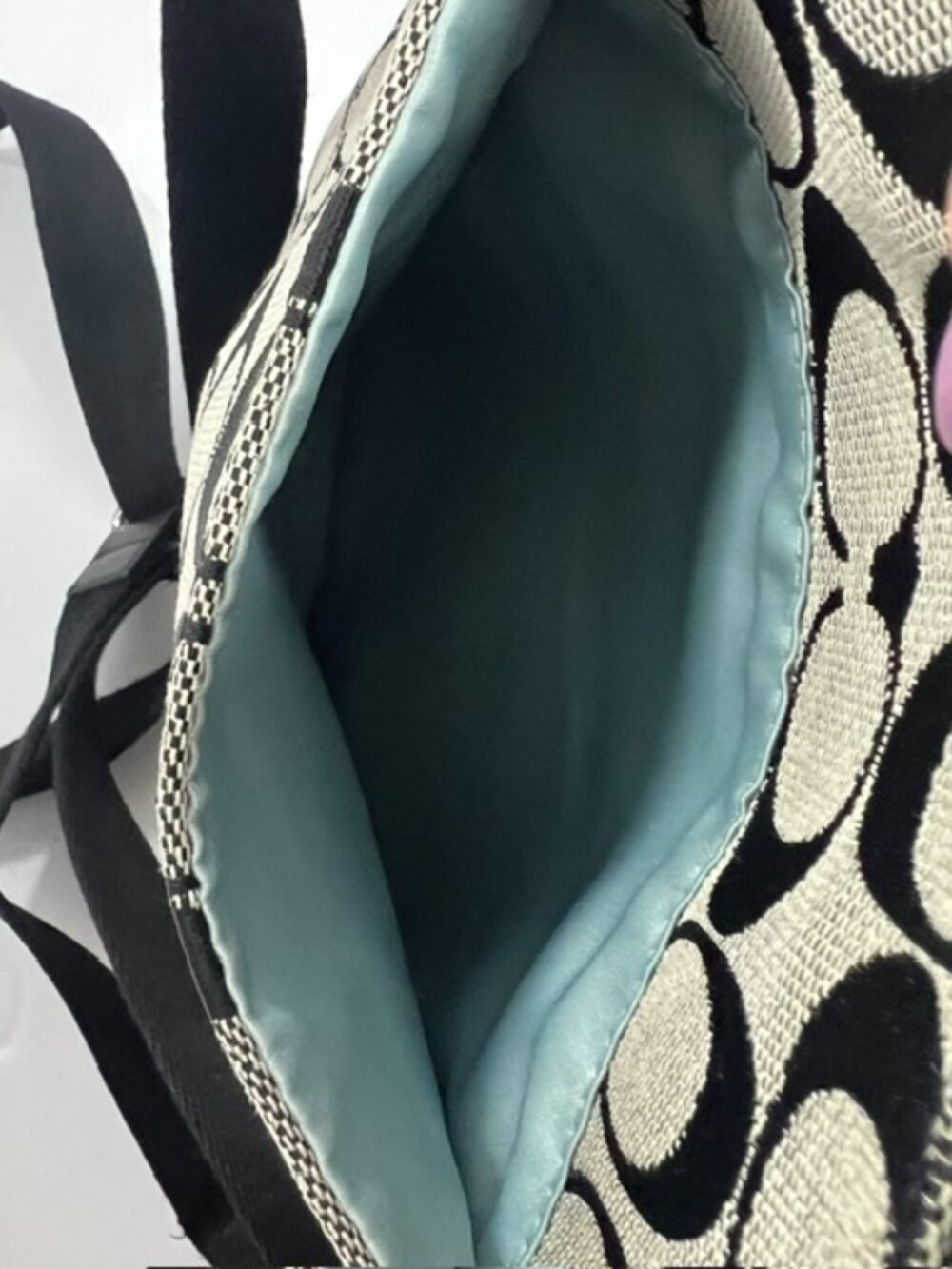 COACH SUTTON SIGNATURE SWINGPACK CROSSBODY GRAY/BLACK JACQUARD 43976 EUC - Picture 10 of 12